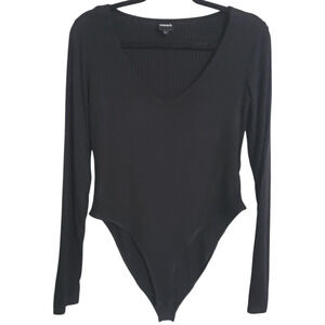Mono B - Double Layered Long Sleeve Bodysuit - Black size L